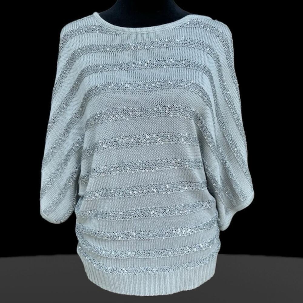 NEW YORK & CO Silver / gray Sequins Sweater, Women’s size S